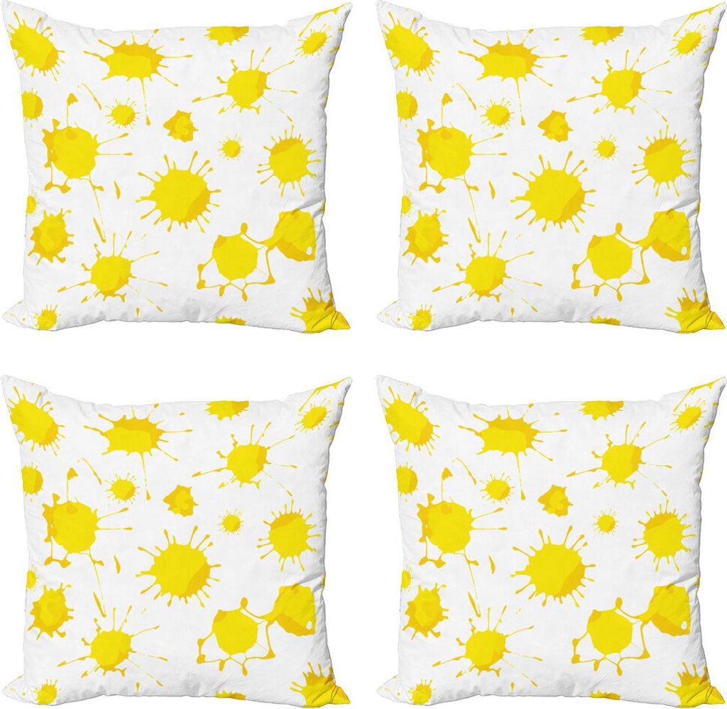 ABAKUHAUS Gelb und Weiß Kissenbezug Set (4 Stück), zufällige Splash, Moderner Doppelseitiger Digitaldruck, 60 cm x 60 cm, Gelb weiss