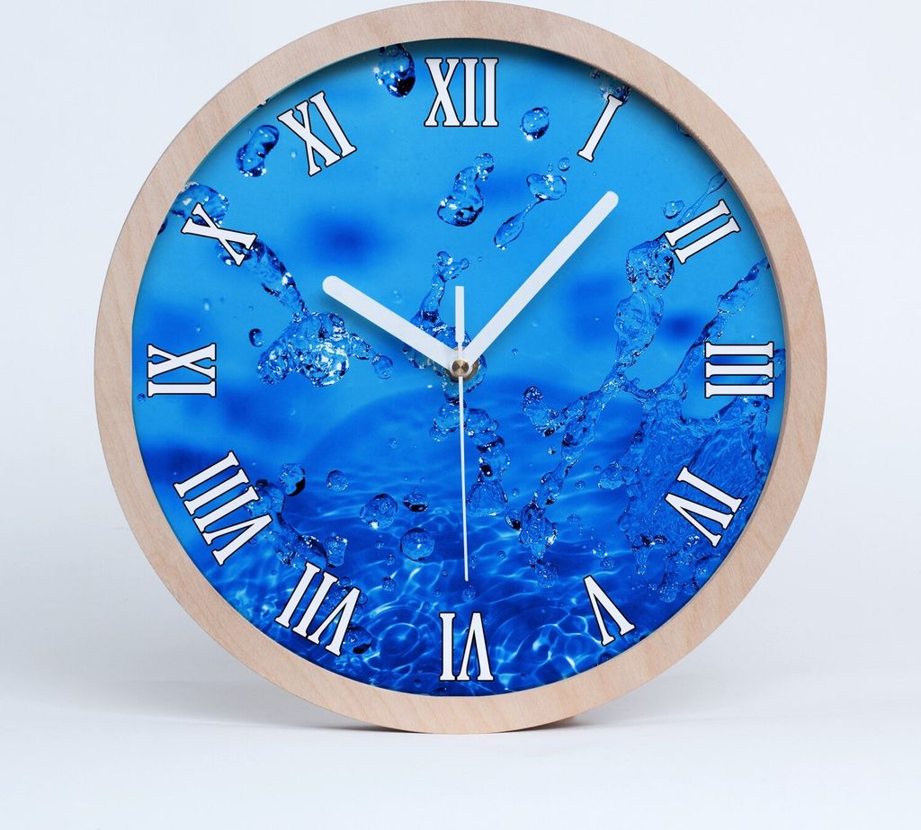 Holzuhr 20fi cm wanduhr - weiße Spitzen - Wassertropfen