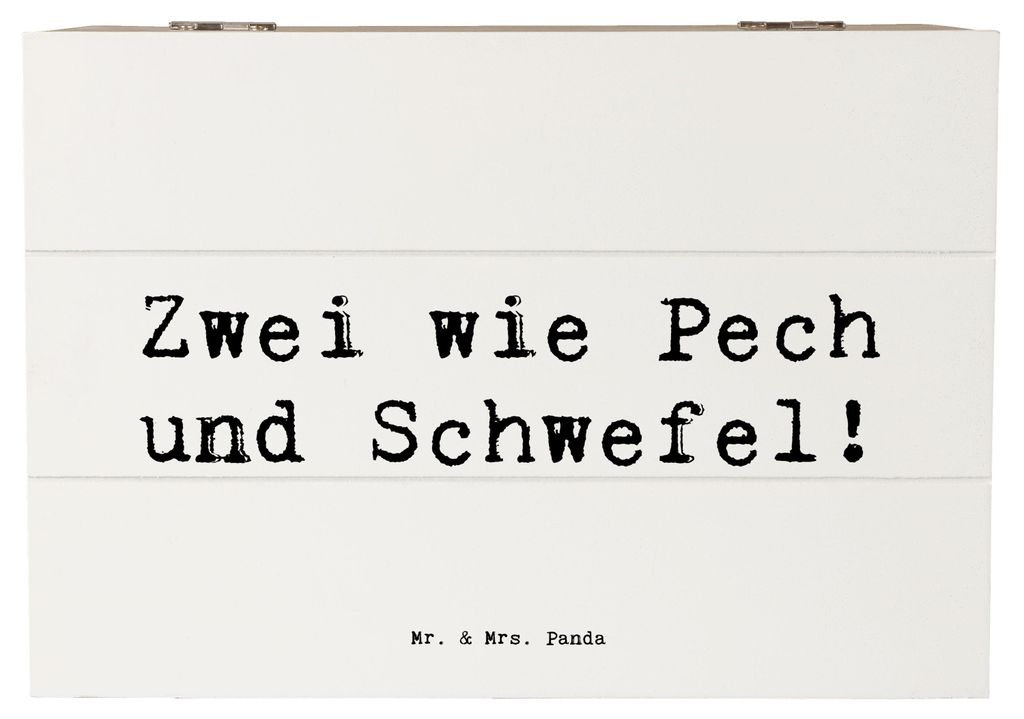 Mr. & Mrs. Panda Erinnerungsbox Spruch Zwillingsgeschwister Duo 22 x 15 cm - Weiß - Geschenk, Zwillinge, Truhe, Geschwister, Familie, Geschenke, e...