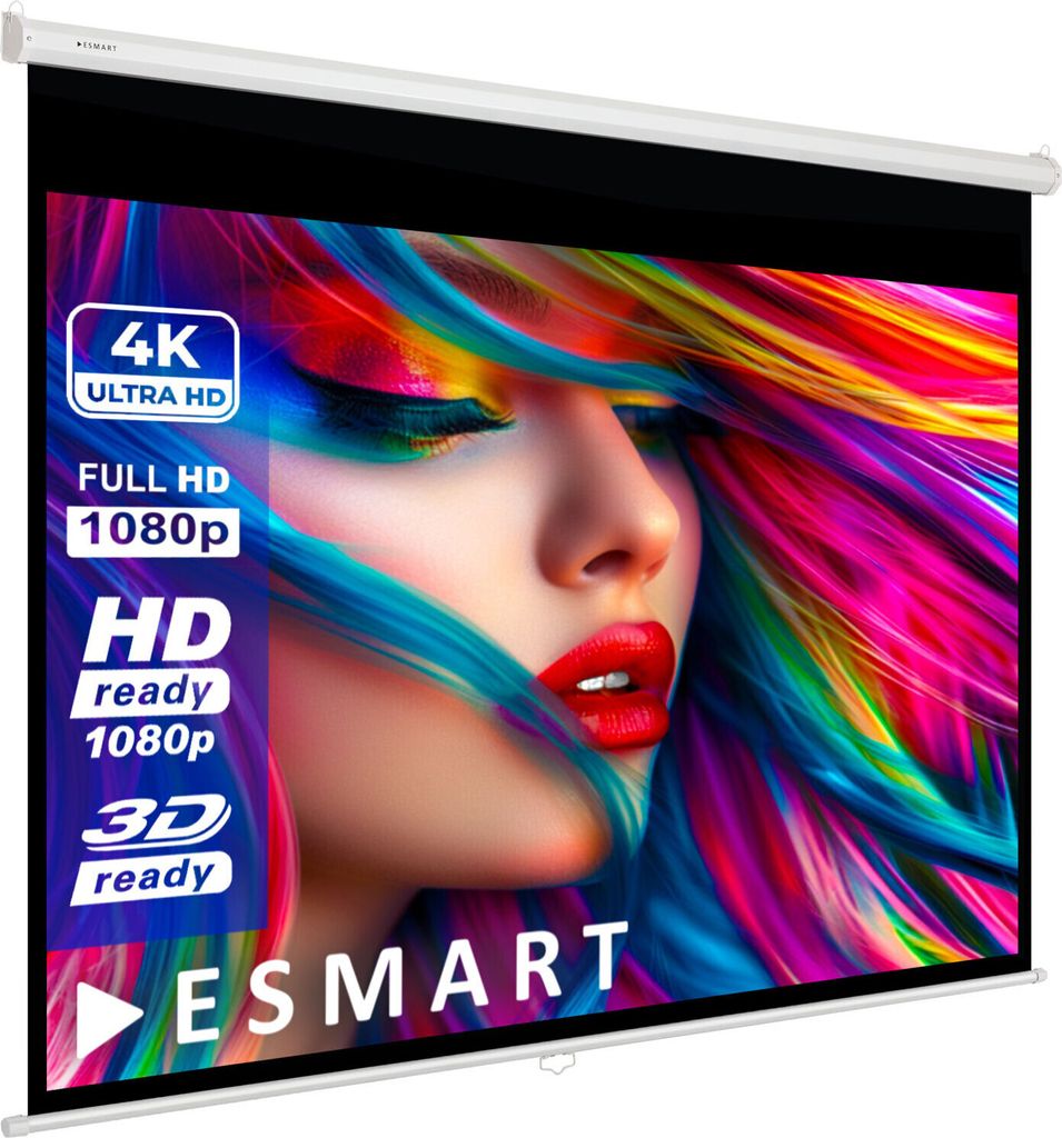 ESMART Economy EXR Rollo-Leinwand 200 x 150 cm (98") | Format 4:3 | Heimkino Beamer Projektionsleinwand Rollo Leinwand LCD LED