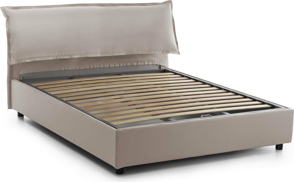 Doppelbett Dbianch, Containerbett mit abnehmbarem Bezug mit gepolstertem Kopfteil und Bettrahmen, 100% Italy, passend für Matratze 160x190 cm, Tu...