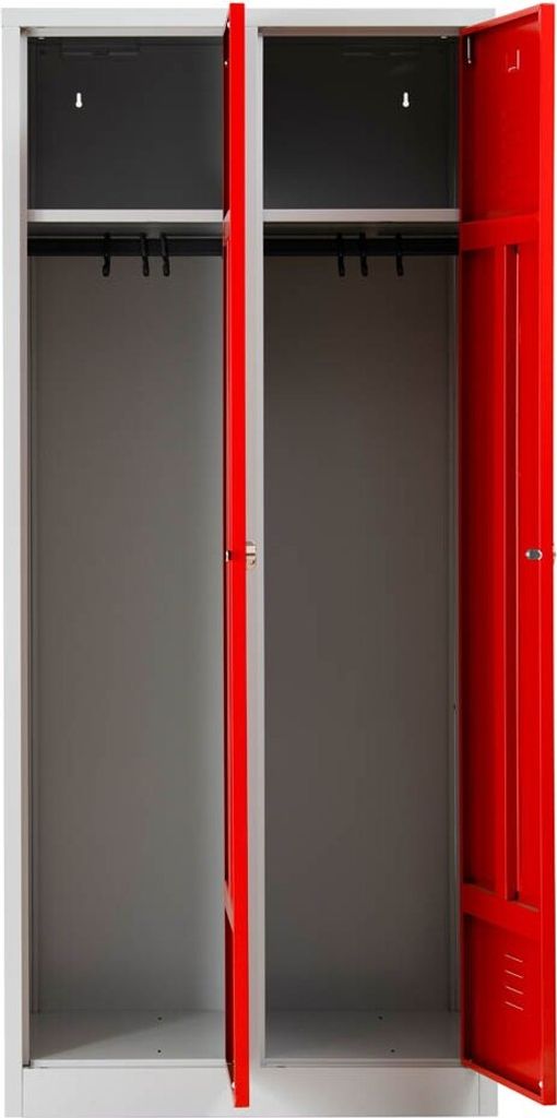 Gürkan Spind lichtgrau, feuerrot 103974, 2 Schließfächer 80,0 x 50,0 x 180,0 cm