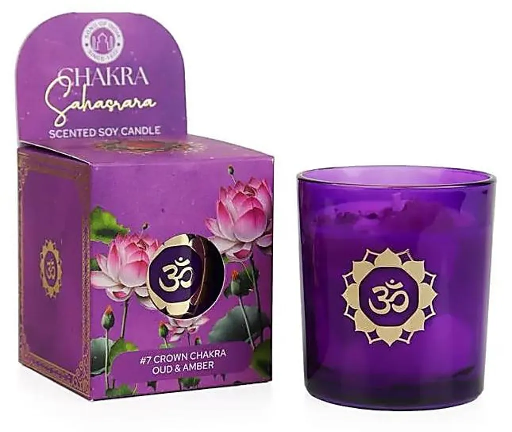 Bougie Parfumée au Soja Sahasrara Chakra Oud & Ambre - 130g Set de 2