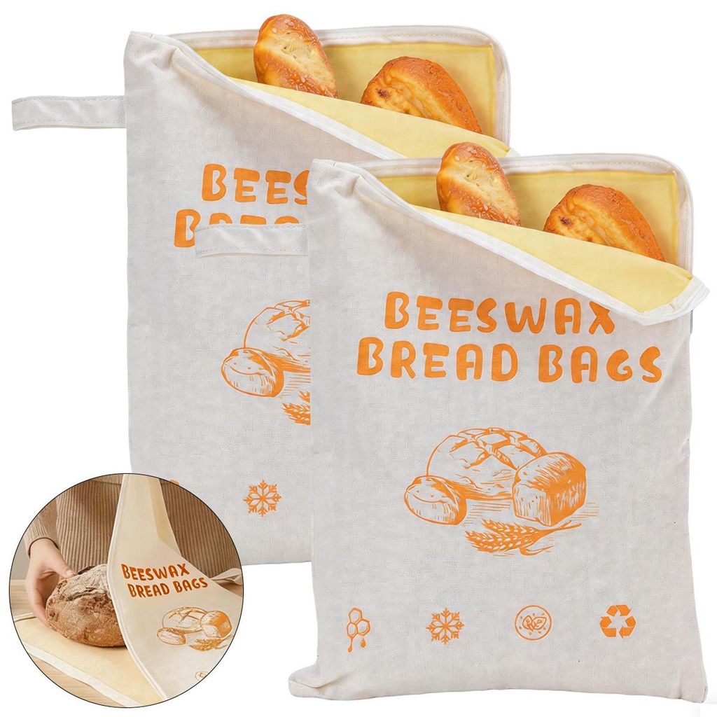 2er Set Bienenwachs Brotbeutel extra groß, Produktbild 