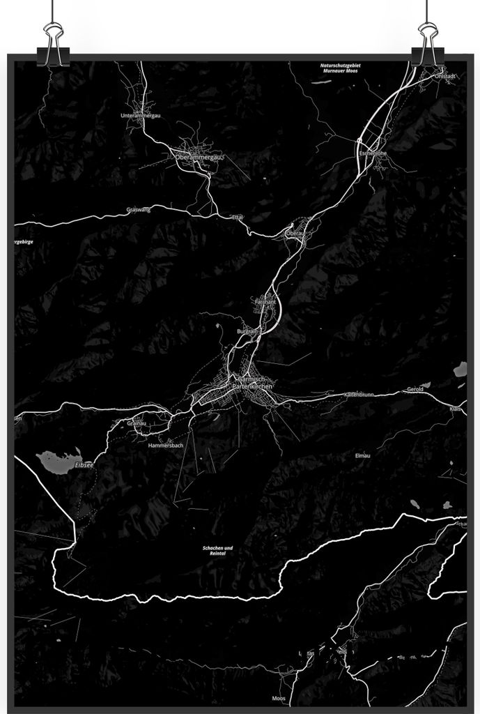 Mr. & Mrs. Panda Bild Garmisch-Partenkirchen DIN A1 - Geschenk, Wanddekoration, drucke, Stadt, wanddeko, Wandbild, Dorf Karte Landkarte Map Stadtpl...