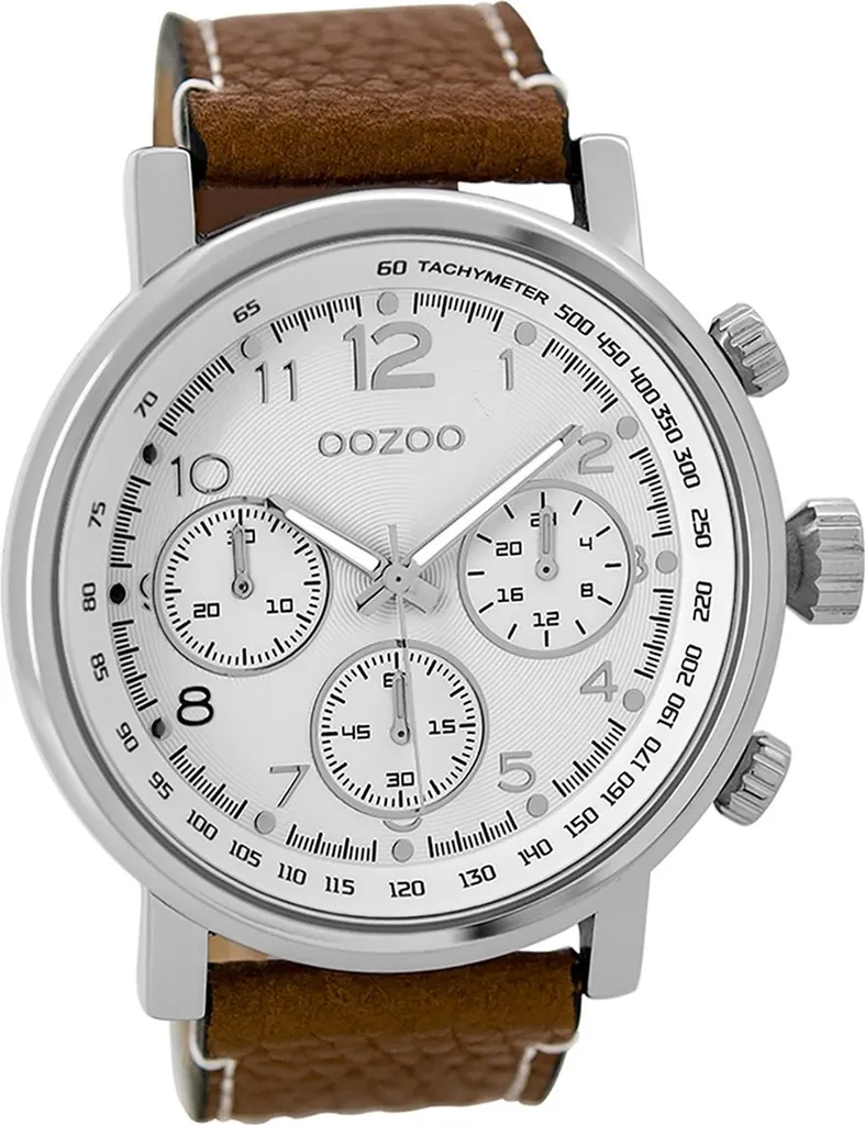Oozoo C9455 Orologio Uomo Oversize Pelle Marrone Vintage 48mm