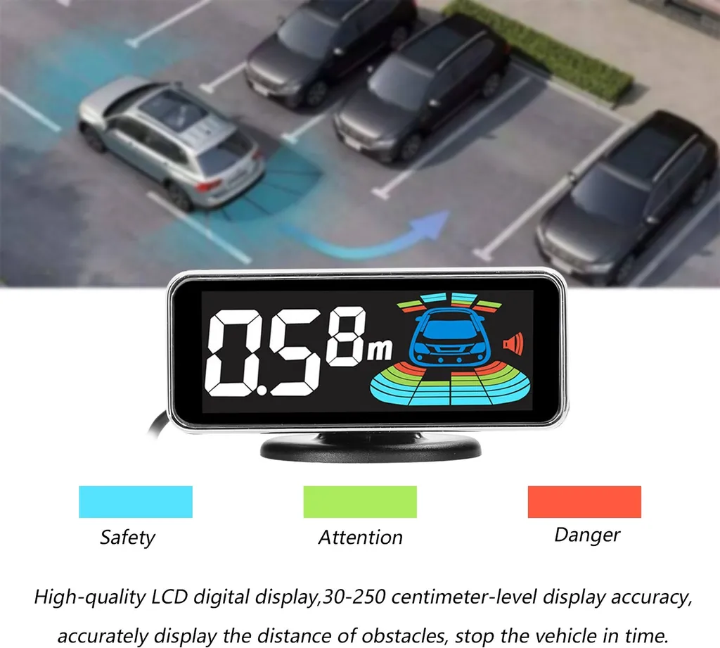Radar de recul 8 capteurs avec détection de distance précise et écran LCD - 3