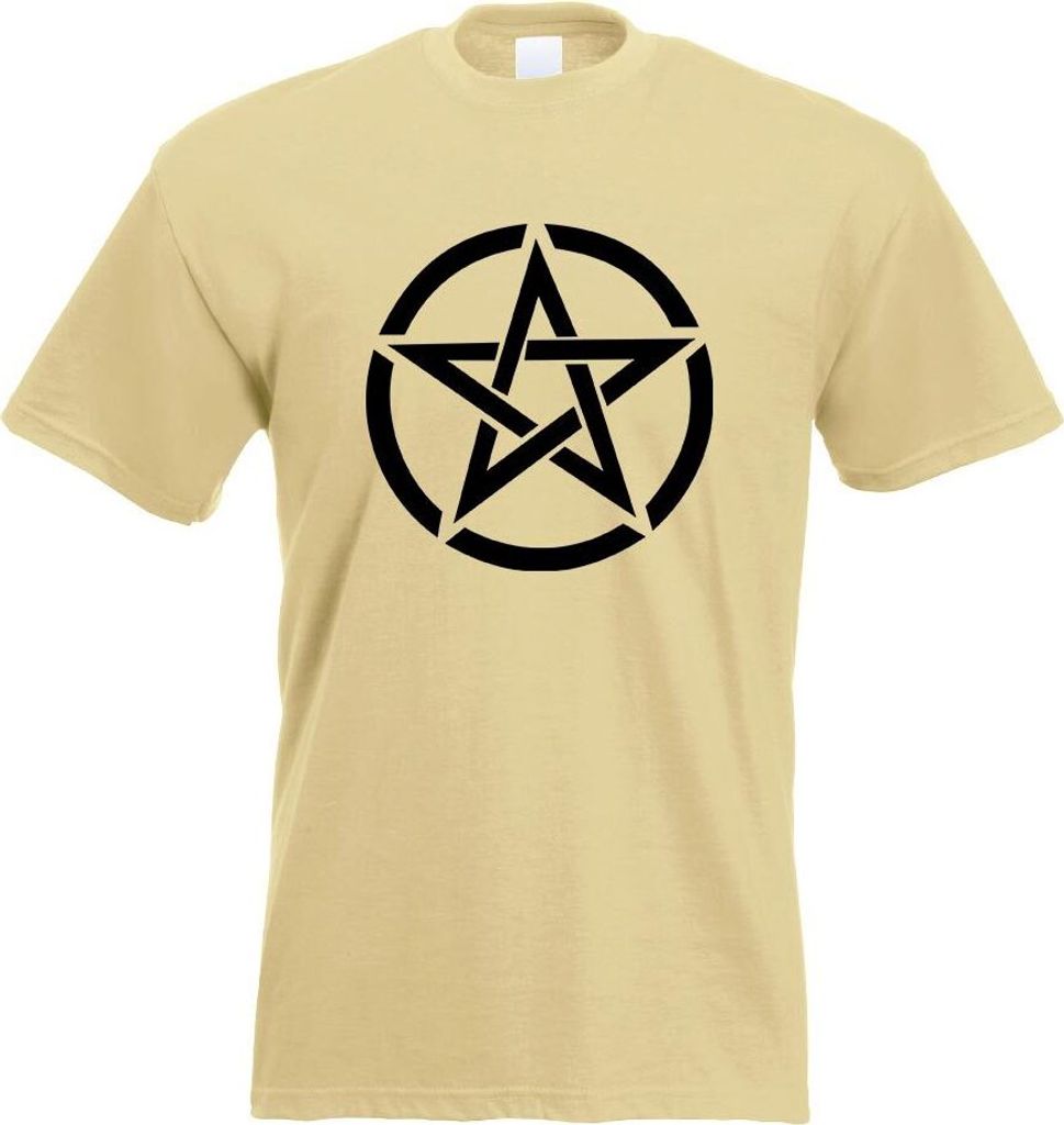 Kiwistar - T-Shirt - Khaki - Pentagramm Motiv2 Motiv Bedruckt Funshirt Design Print - mit Motiv Bedruckt - Funshirt Design - Sport - Freizeit - Her...