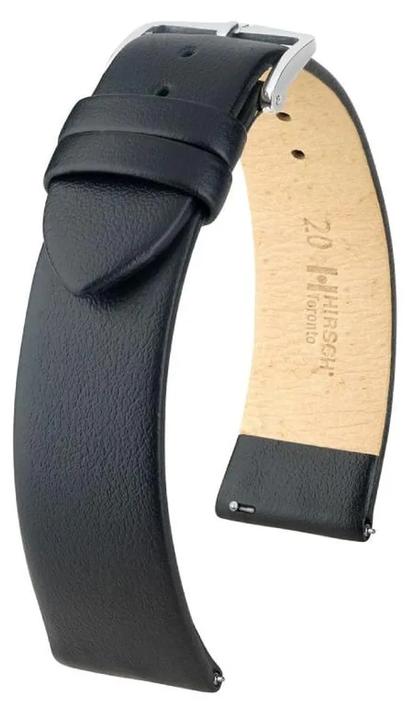 Remplacer Bracelet Montre Usé par Hirsch Toronto 18 mm Cuir Noir L
