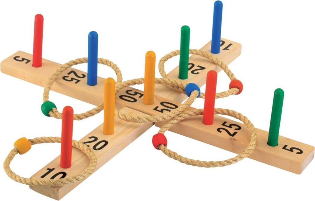 Juego de lanzamiento de aros de madera para exteriores, con Imagen del producto 