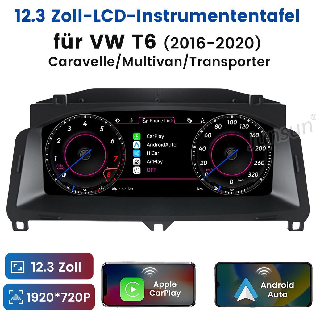 Tableau de bord numérique LCD 12,3 pouces pour VW T6 Image du produit 