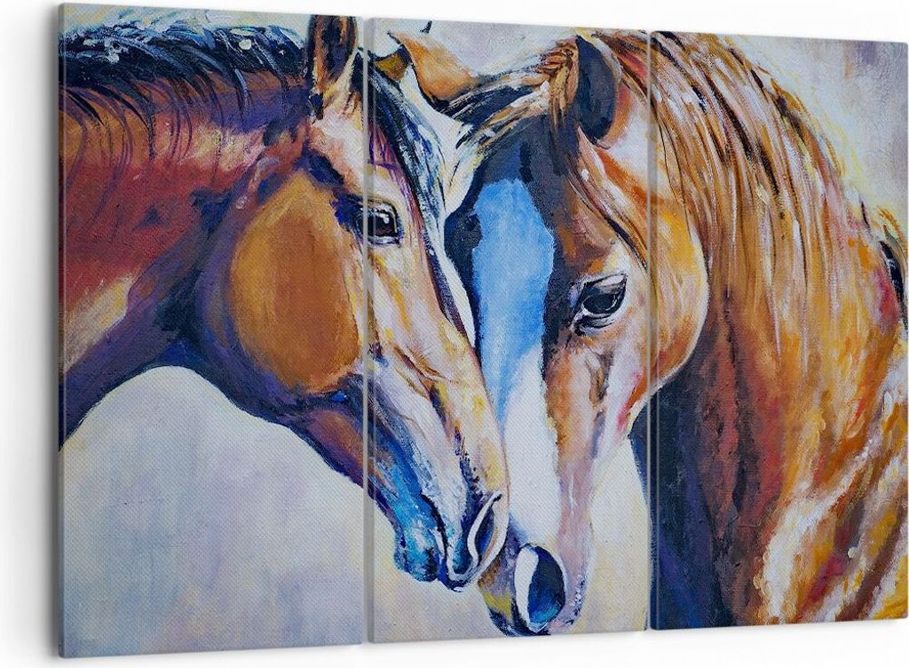 Bild auf Leinwand - Leinwandbild - Pferd Tier Bindung - 105x70cm - Wand Bild - Wanddeko - Leinwanddruck - Bilder - Kunstdruck - Wanddekoration - Le...