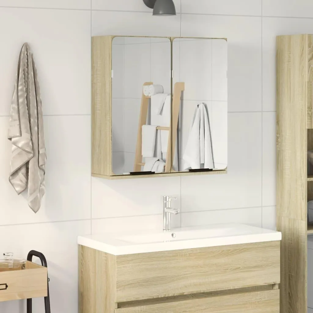 Specchiera Bagno vidaXL Rovere Sonoma 64,5cm - Design Moderno Sospeso - 2