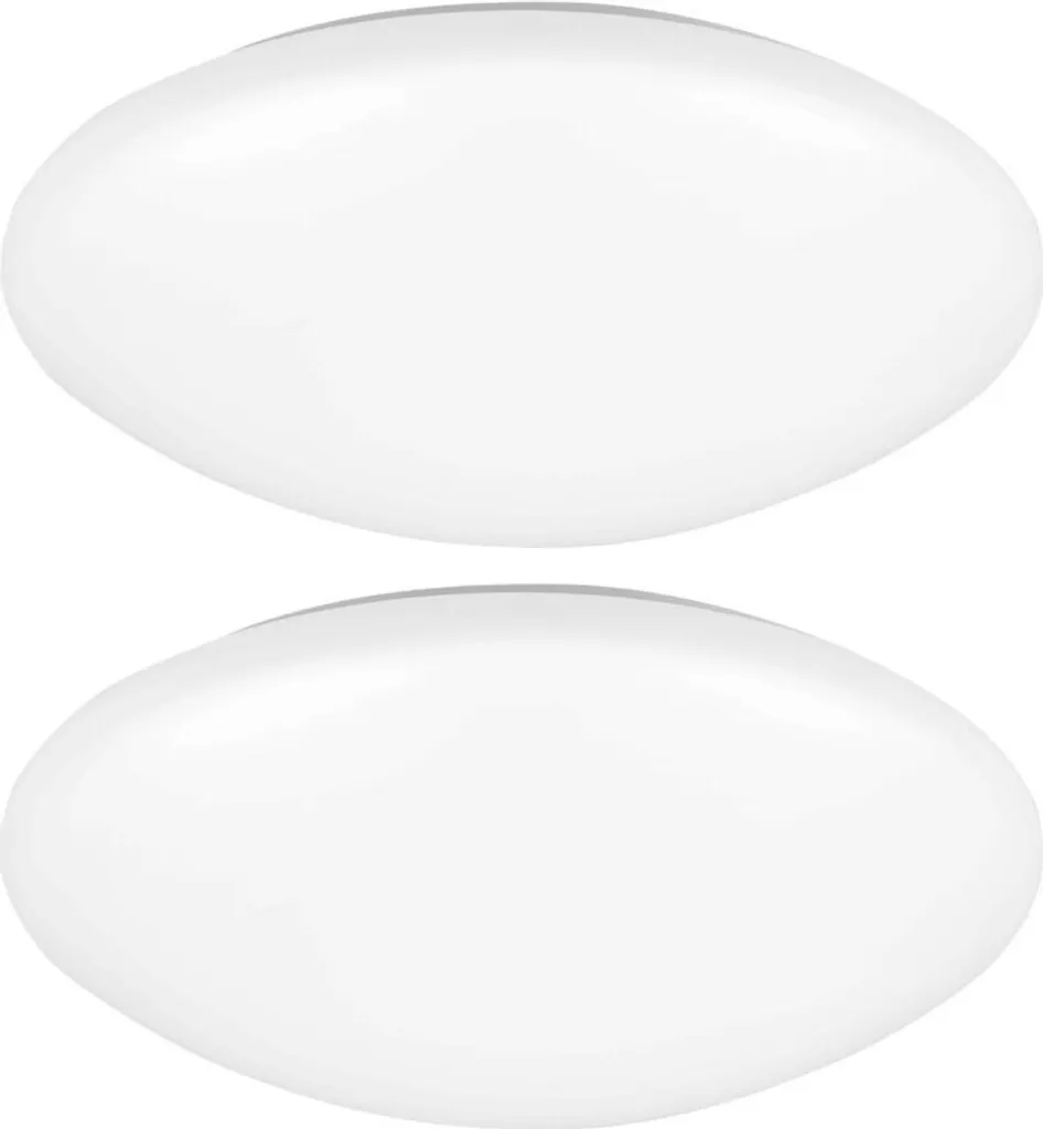2 Plafonniers LED métal et plastique blancs D26cm design ultra plat