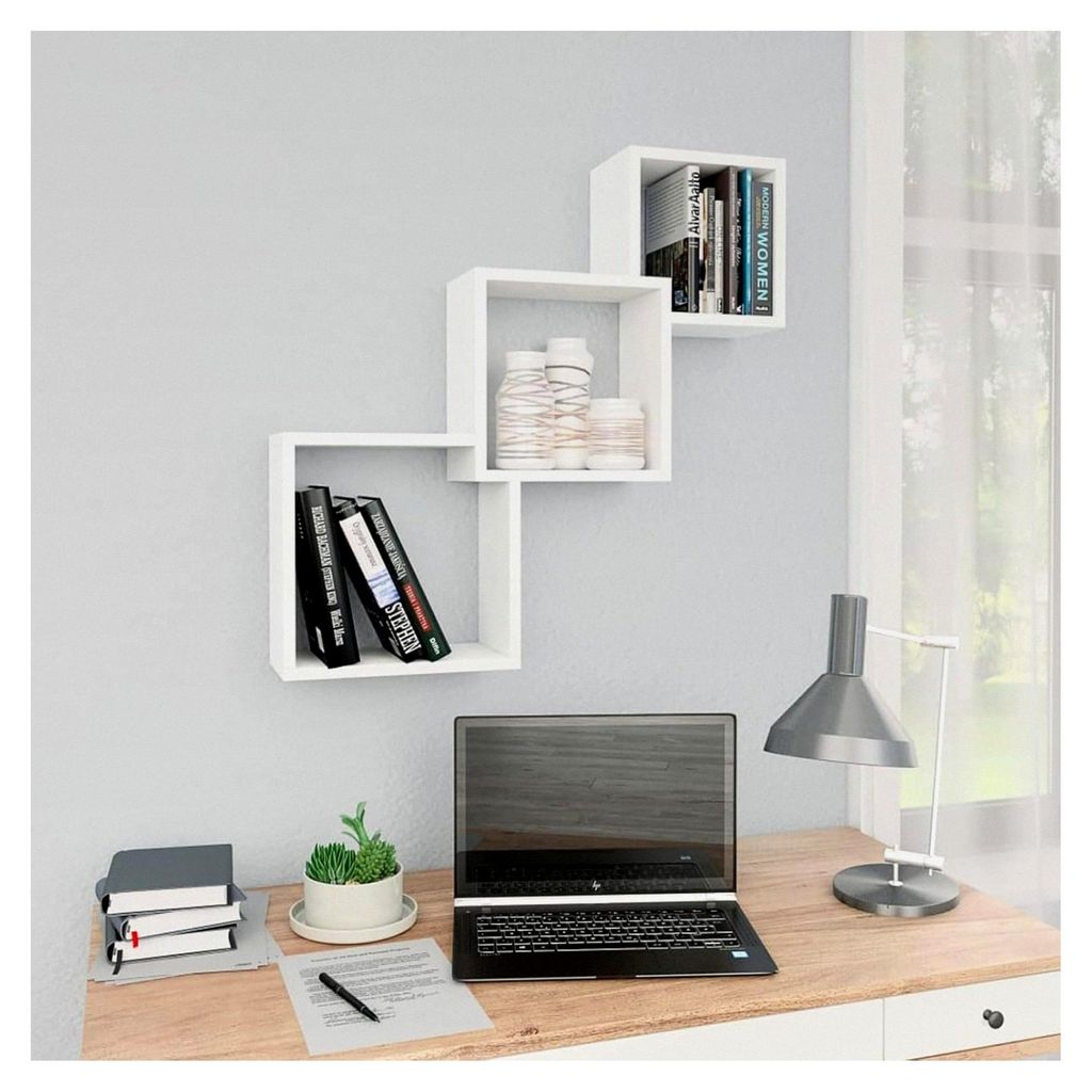 3-teiliges Würfel-Wandregal Set - Holzwerkstoff - Weiß - 68 x 15 x 68 cm - für Bücher und Dekoration