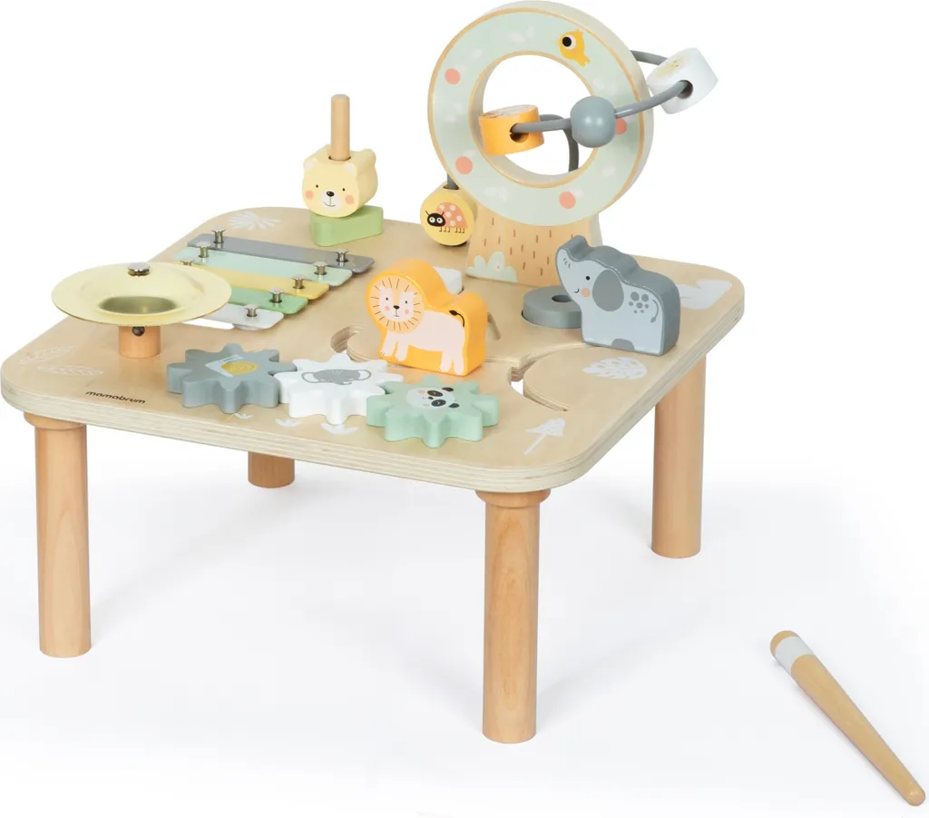 Table de percussions 7 en 1 en bois Wild Jungle avec cymbales et gong