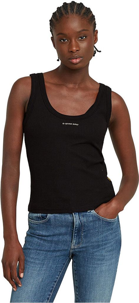 G-star Slim Rib ärmelloses T-shirt Schwarz L Frau Schwarz L