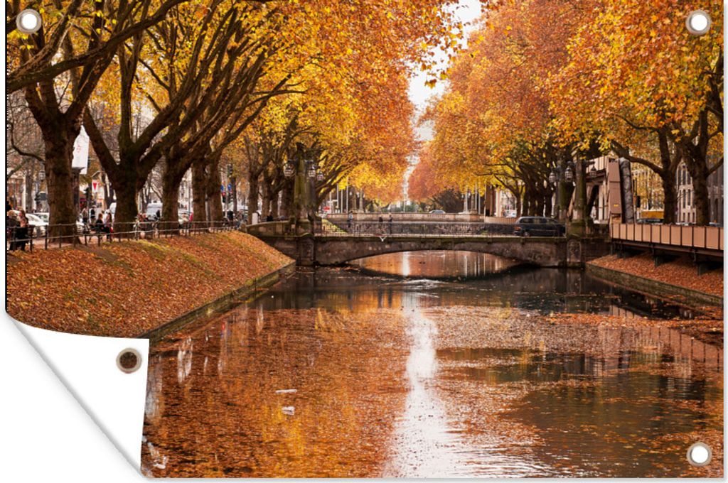 MuchoWow 60x40 cm Outdoor-Poster Gartendeko Sichtschutz Garten Poster für den Garten Herbst in der Düsseldorfer Innenstadt