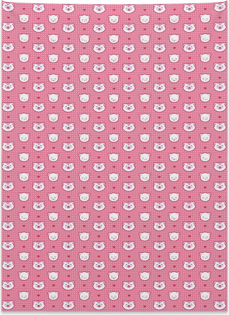 Abakuhaus Katze Wandteppich, Lustige Kätzchen-Gesichter-Punkte aus Weiches Mikrofaser Stoff Kein Verblassen Klare Farben Waschbar, 110 x 150 cm, W...