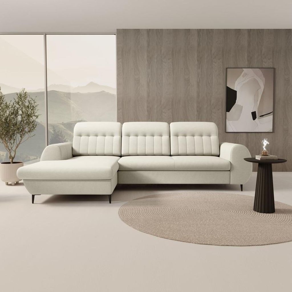 Schlafsofa mit Stauraum ORILLIA – hellbeige, linke Ecke