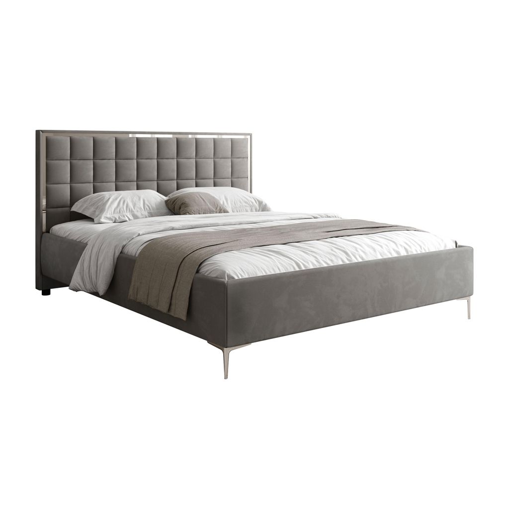Polsterbett ISADORA SILVER mit Bettkasten, 140x200, Royal Velvet 250
