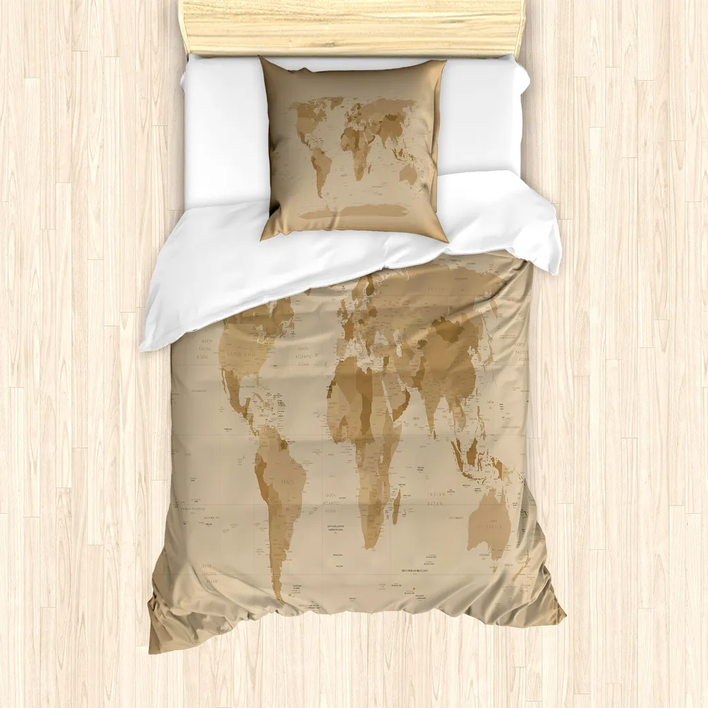 Set Letto Singolo ABAKUHAUS Mappa Mondo Antico - Anallergico 135x200