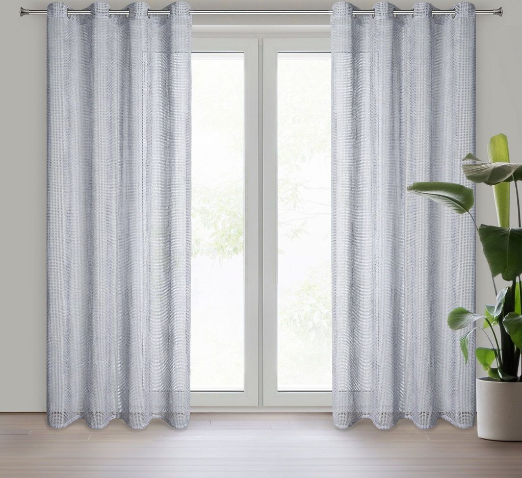 Gardine NELI silber 140x250 cm  Ösen Ösenvorhang Produktbild 