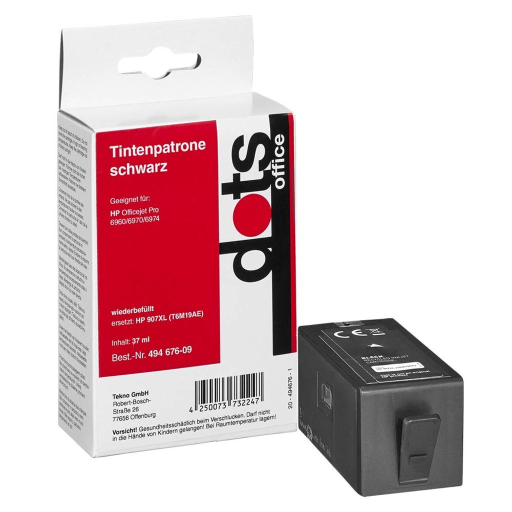 dots schwarz Druckerpatrone kompatibel zu HP 907XL (T6M19AE)