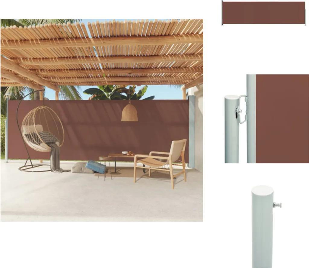 vidaXL Tenda laterale estensibile 180x600 cm Marrone - Ombrelloni e tende da sole