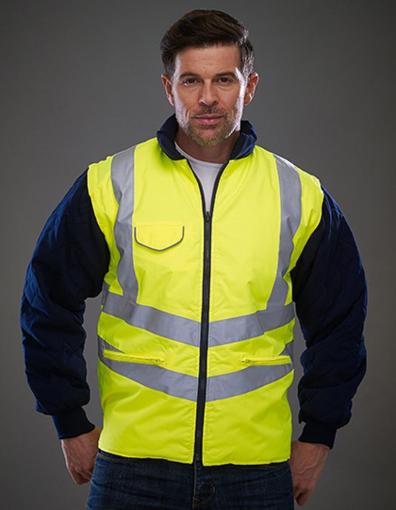 YOKO HVW703 | Hi-Vis Chevron Quilted Jacket S bis 3XL - Farbe: Hi-Vis Yellow - Größe: XL