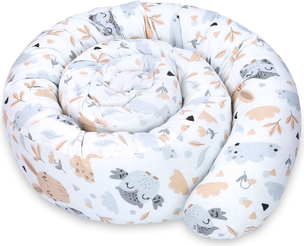 Seitenschläferkissen Bettschlange Body Pillow 200 cm Baumwolle - Kopfkissen lang Bettrolle Schlafkissen Nackenrolle Eulen II