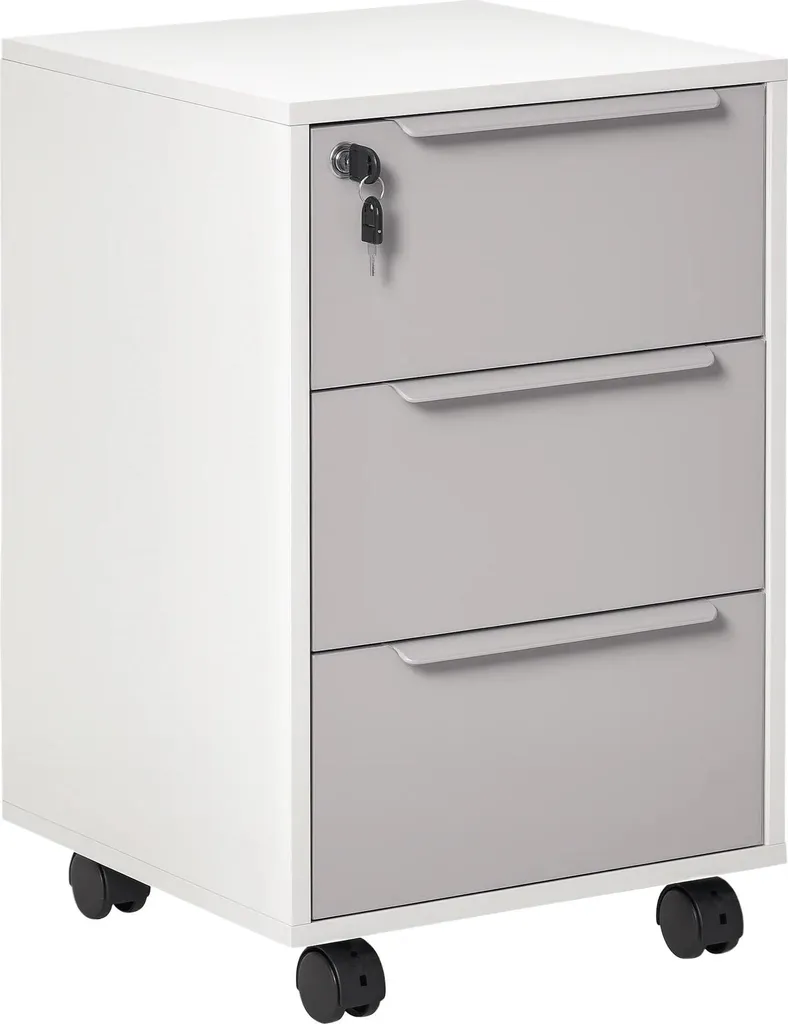 Meuble de rangement mobile pour bureau avec 3 tiroirs de classement