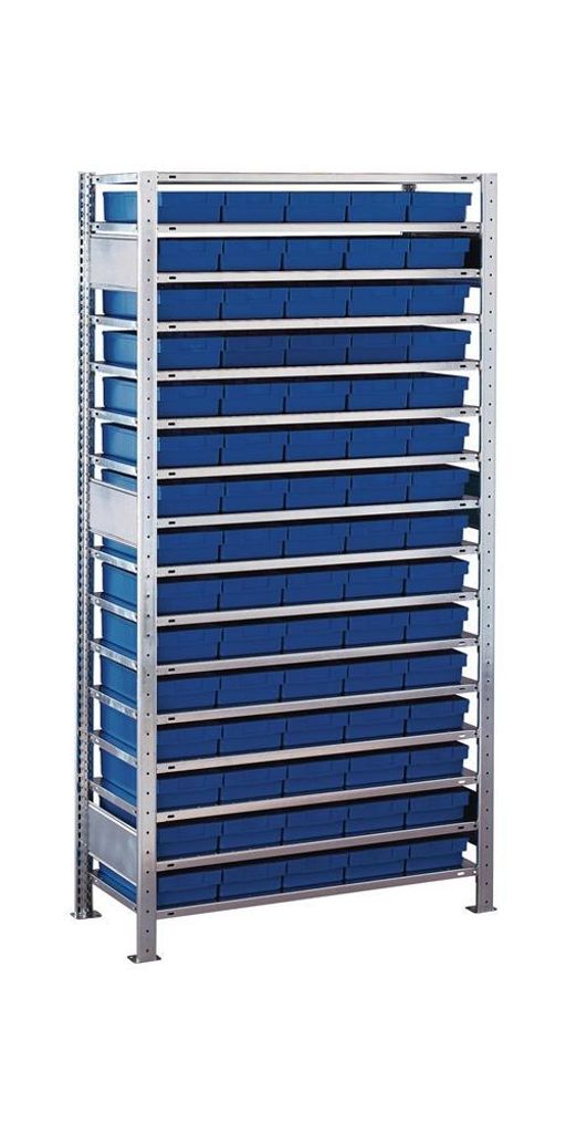Steckregal H2000xB1000xT400mm Grundregal 16 Stahlböden 75xL 400mm blau