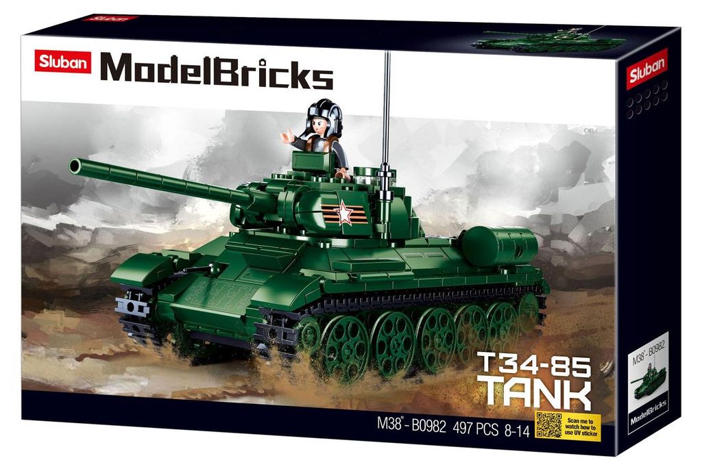 Sluban Model Bricks Sovietsky tank Z34-85 M38-B0982 Obrázok produktu 