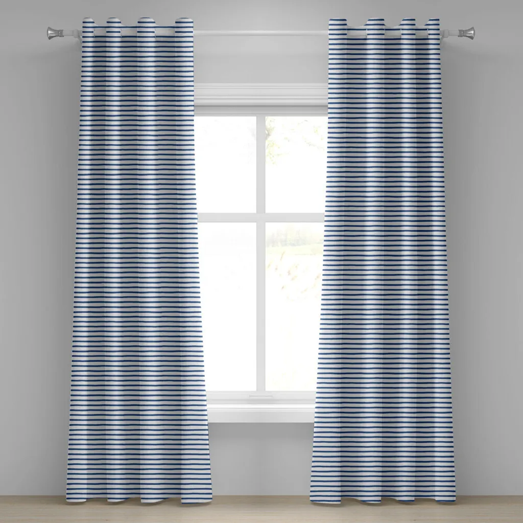 Tende Lavabili ABAKUHAUS 280x245 cm: Righe Marine Blu Notte Bianco