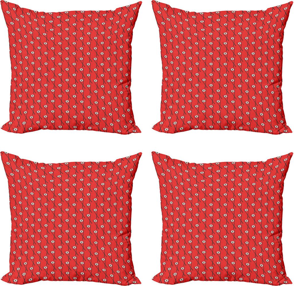 ABAKUHAUS Sushi Kissenbezug Set (4 Stück), Maki Rolls mit Stäbchen, Moderner Doppelseitiger Digitaldruck, 45 cm x 45 cm, Koksgraue Vermilion