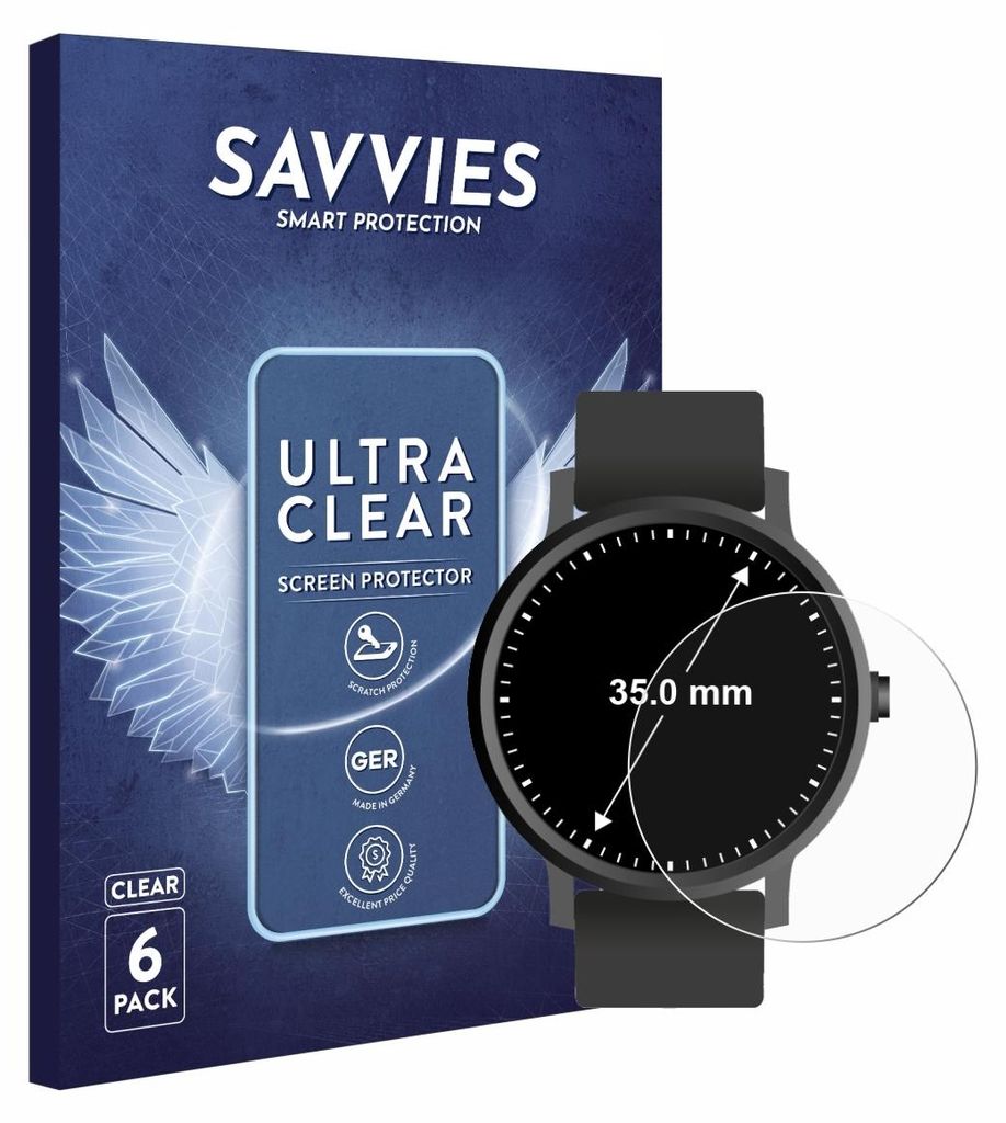 6x Für Kreisrunde Displays (ø: 35 mm) Schutzfolie Savvies Produktbild 
