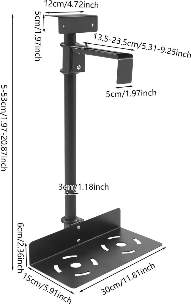 Support PC sous table ventilé en acier robuste pour unité centrale grise