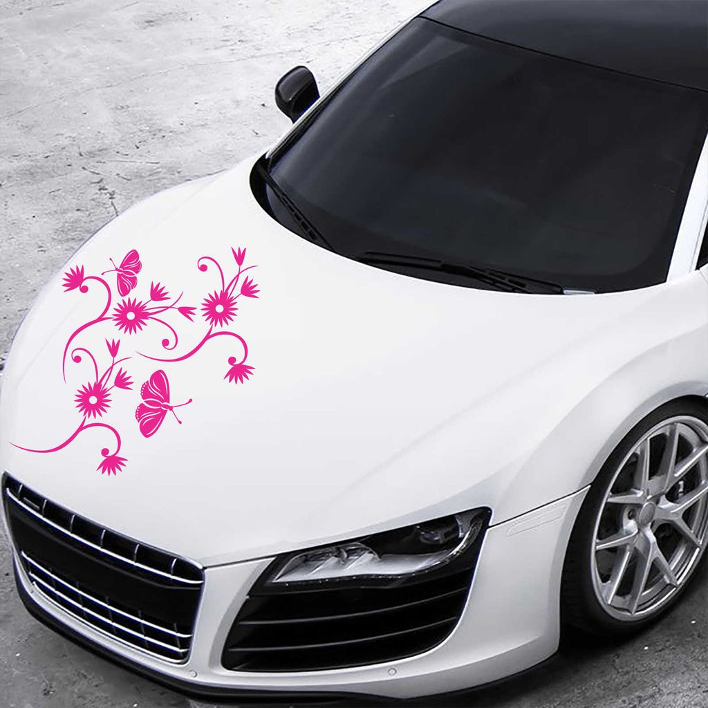 Aufkleber - Autoaufkleber "Blumenranke Tina" 60cm x 60cm pink - Tuning Carystyling Heckscheibe Auto