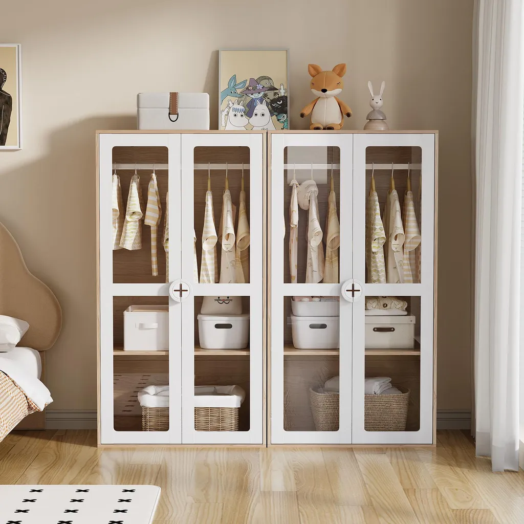 Armoire de Chambre Enfant Évolutive avec Rangement Modulable Merax