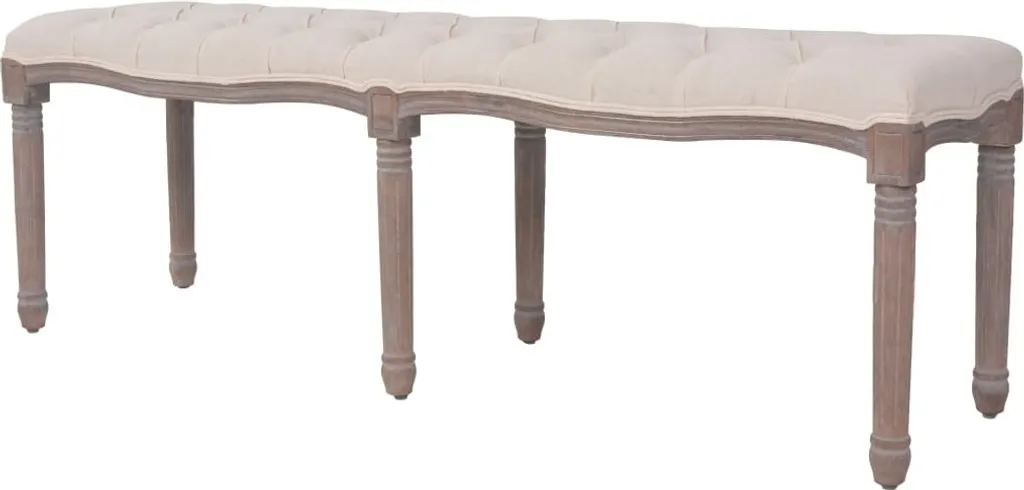 Banc lin massif 150 cm blanc crème robuste pour assise stable et chic
