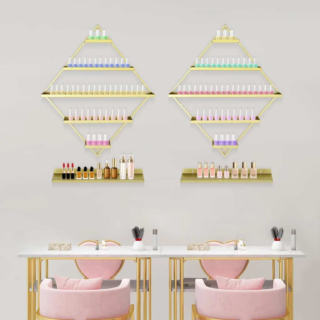 Support Vernis à Ongles Mural pour Salon de Beauté Design Losange