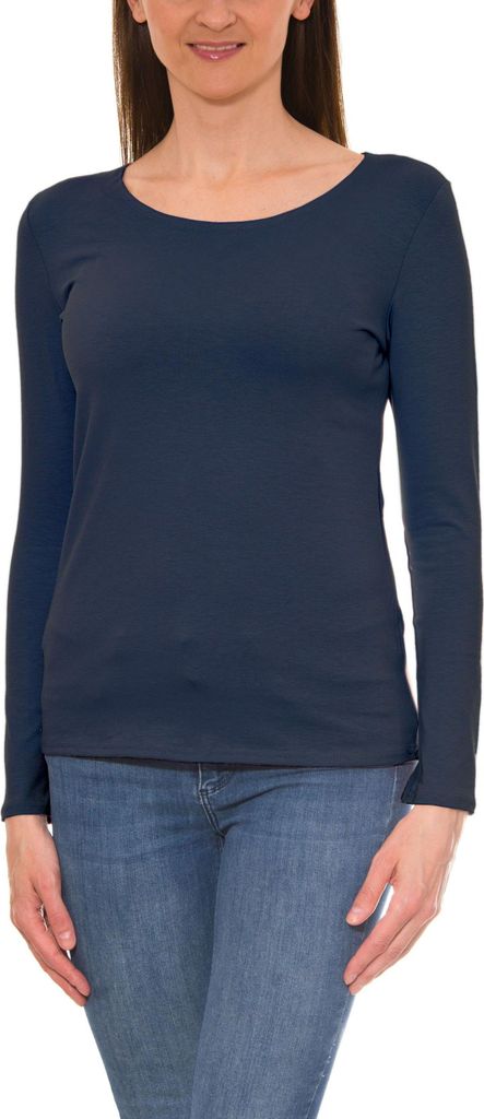 Alkato Damen Langarm Shirt mit O-Ausschnitt, Farbe: Dunkelblau, Größe: XXL