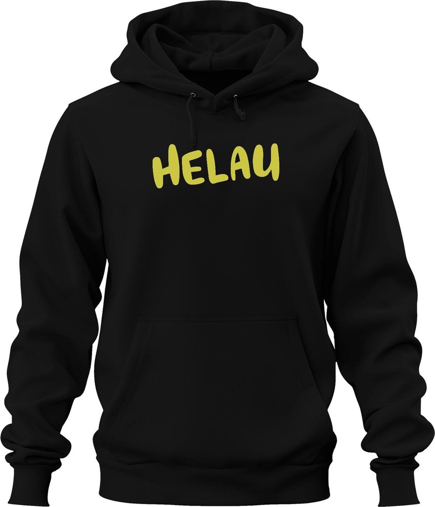 Helau Karneval Fasching Fastnacht Narren Karnevalsparty Gelb Uni Hoodie Kapuzenpullover, Schwarz, XXL