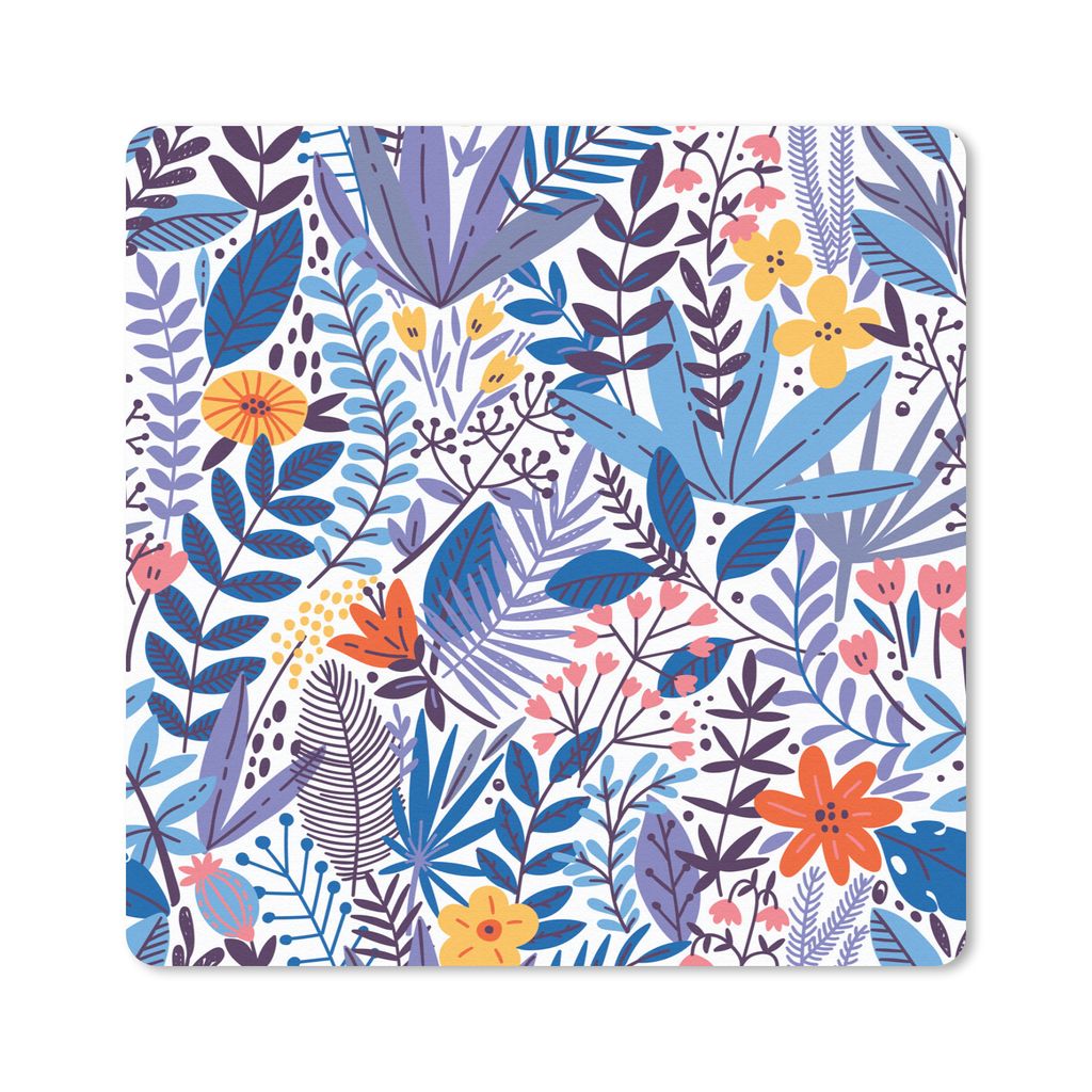 MuchoWow Mauspad Mousepad Sommer - Flora - Weiß 20x20 cm - Mousepads - Maus Mat - Pad - Mausunterlage - Desk Mat - Bureauartikeln