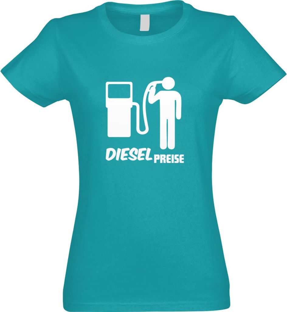 Kiwistar - T-Shirt tailliert - Damen - türkis - Diesel Preise - mit Motiv Bedruckt - Funshirt Design - Sport - Freizeit - Damen - XL