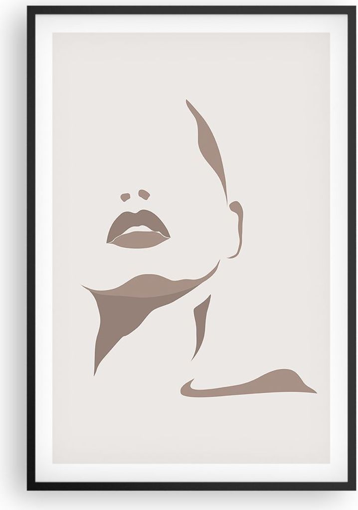Gerahmtes Poster - Schwarzer Rahmen - Boho Frau Mund - 61x91,5 cm - Wand Bild - Wanddeko - Wandbilder - Kunstposter - Wandposter - Bilderrahmen - B...