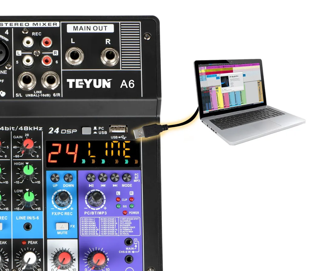 Table de mixage Bluetooth DAXTROMN A6-EU avec 24 effets DSP intégrés - 2