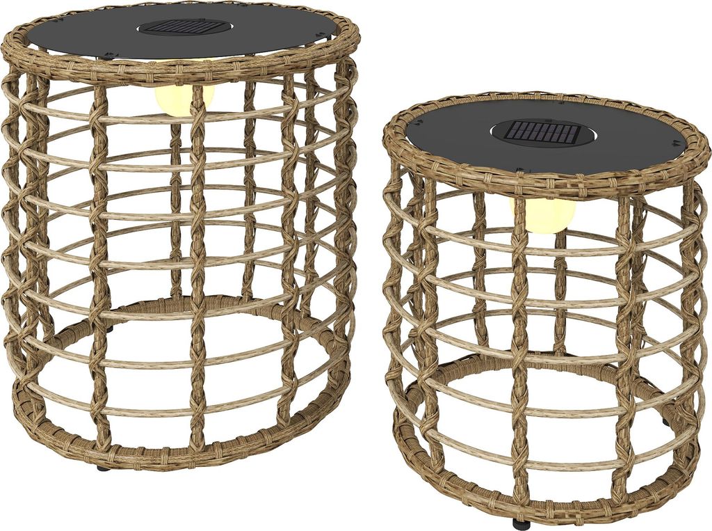 Solar Stehlampe 2er Set Rattan Solarlampen mit Lichtsensor LED Solarleuchte im Boho-Stil IP44