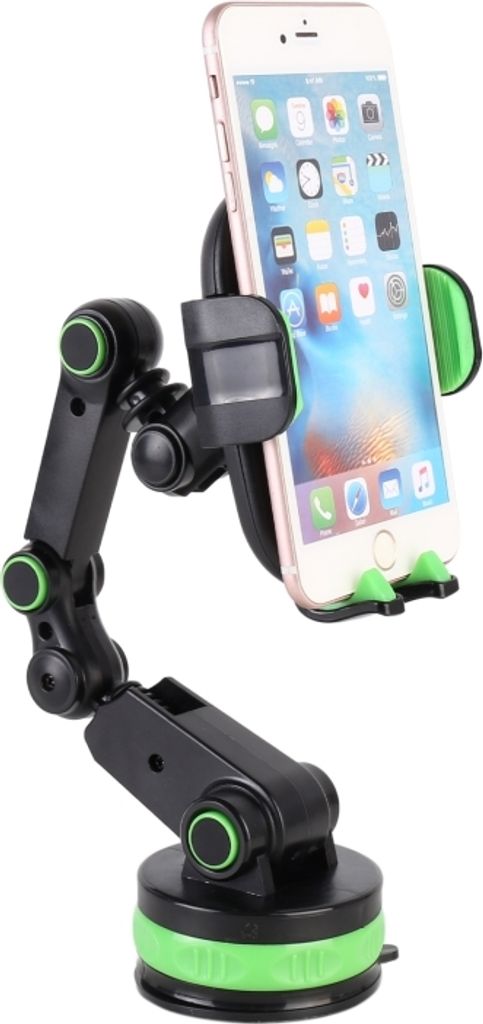 ZP-X0466 Auto 360 Grad drehen Teleskopische Falten runden Saug-Cup Handy-Halter (Grün)